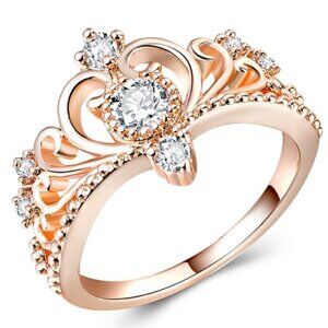🔥 Sweet Beautiful Dainty Gemstone Rose Gold Crown Ring for Women, VIP185